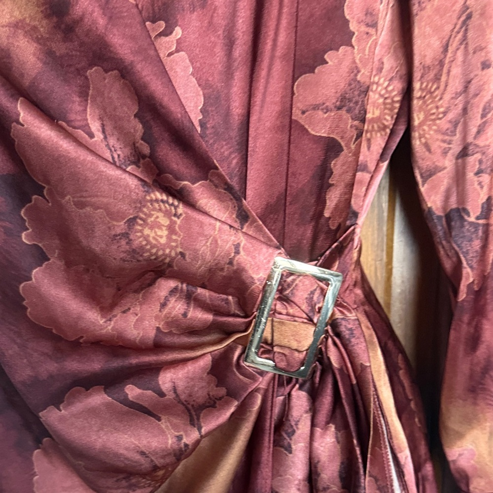 Lulu's Rust Floral Long Sleeve Dress - Picture 4 of 7